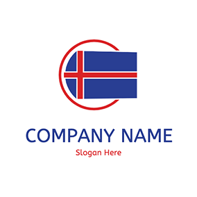 Circle Logo Iceland Flag Circle Europe logo design