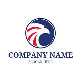 Military Logo Simple Circle Eagle American logo design