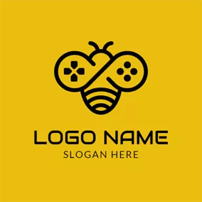 Animal & Pet Logo Adorable Bee and Special Gamepad logo design