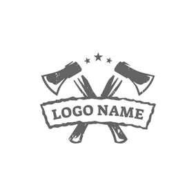 Woodworking Logo Banner and Cross Axe logo design