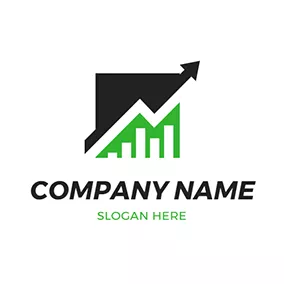 Finance & Insurance Logo Black Arrow and White Bar Graph logo design