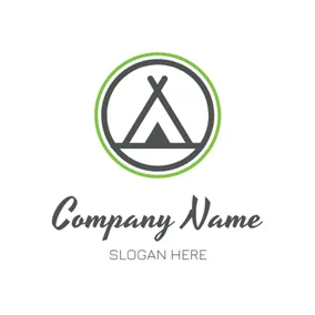 Outdoor Logo Black Circle and Abstract Tent logo design