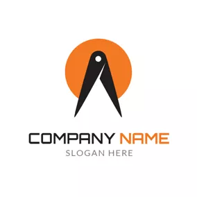 Education Logo Black Compasses and Orange Circle logo design