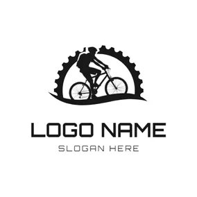 Bike Logo Black Gear and Bike logo design