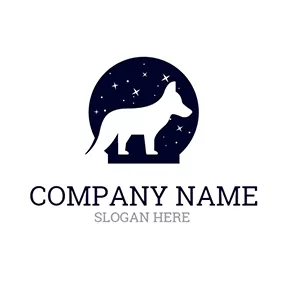 Wolf Logo Black Night Sky and White Fox logo design