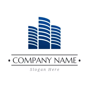 Real Estate Logo Blue and White Mansion logo design