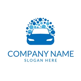 Car Wash Logo Blue Bubble and Car Wash logo design