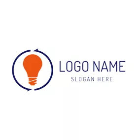 Industrial Logo Blue Circle and Orange Bulb logo design