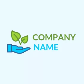 Environment & Green Logo Blue Hand and Green Leaf logo design