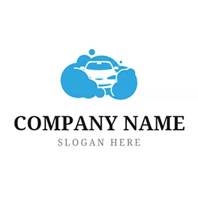 Car Wash Logo Blue Soap and White Car Wash logo design