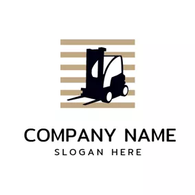 Storage Logo Brown Square and Black Forklift logo design