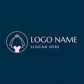 Wedding Logo Circle Bride and Wedding Dress logo design