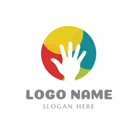 Children & Childcare Logo Colorful Ball and White Hand logo design