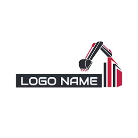 Excavator Logo Dig Machine Arm and Excavator logo design