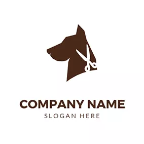 Dog Logo Dog Head and Scissor logo design