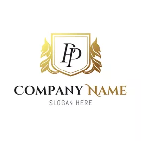 Emblem Logo Double Golden Letter P logo design