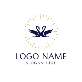 Wedding Logo Double Swan and Love Wedding logo design