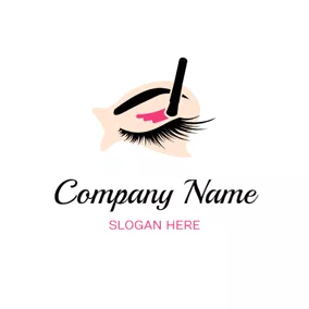 Eyelash Logo Eyeshadow Brush and Eyelash logo design