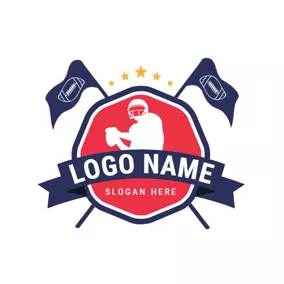 Football Logo Flagged Polygon and Football Player logo design