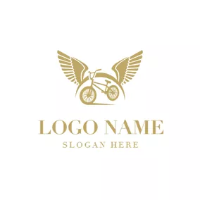 Bike Logo Flat Yellow Wing and Bike logo design