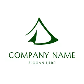 Outdoor Logo Green Circle and White Tent logo design