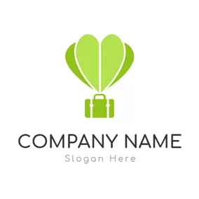 Storage Logo Green Hot Air Balloon and Heart logo design