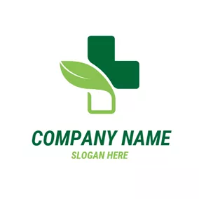 Nature Logo Green Leaf and Cross logo design