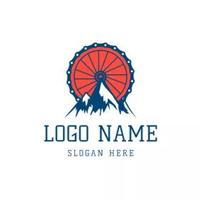 Bike Logo Mountain and Bike Wheel logo design