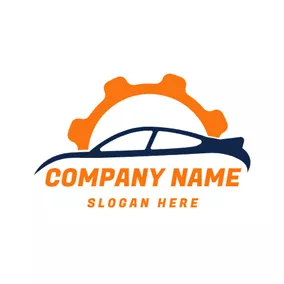 Car & Auto Logo Orange Gear and Blue Car logo design