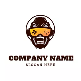 Animal & Pet Logo Orangutan Face and Yellow Vr Glasses logo design