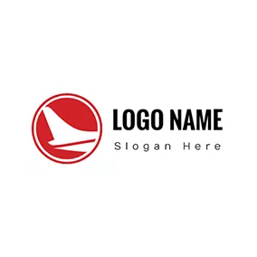 Transportation Logo Red Circle and White Airplane logo design