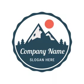 Travel & Hotel Logo Red Sun and Mountain Camping logo design