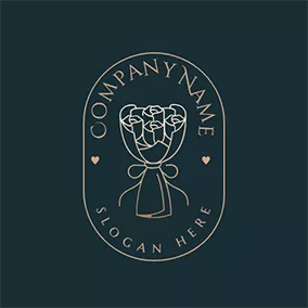 Wedding Logo Rose Bouquet and Wedding logo design