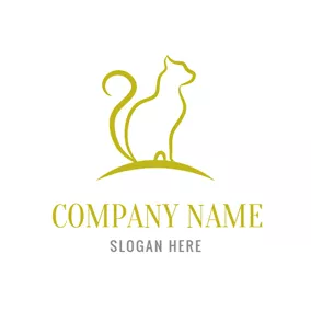 Sketch Logo Seated Yellow Cat logo design