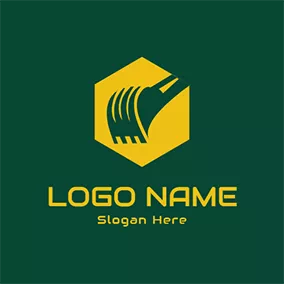 Excavator Logo Simple Hexagon and Bucket logo design