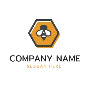 Bee Logo Simple Honeycomb and Bee logo design