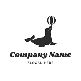 Seal Logo Striped Ball and Black Seal logo design