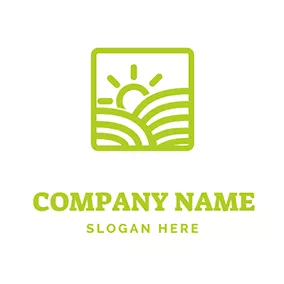 Agriculture Logo Sun Farmland Square Harvest logo design