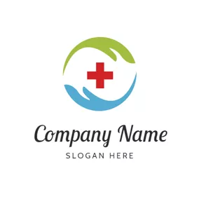 Healthcare Logo Two Hands and Cross Symbol logo design