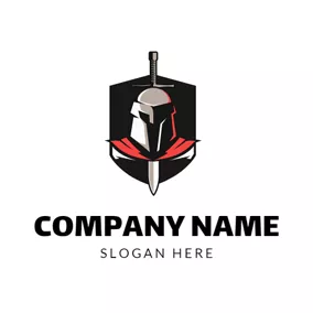 Military Logo Vertical Sword and Brave Warrior Badge logo design