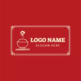 Vintage Logo Vintage Rectangle and Steaming Rice logo design