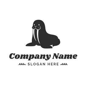 Seal Logo Walrus Ivory and Black Seal logo design