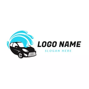 Car Wash Logo Water Spray and Black Car logo design