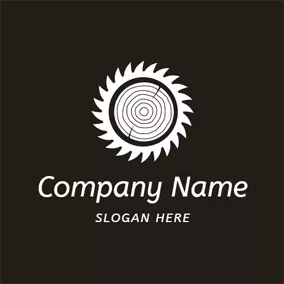 Woodworking Logo Wheel Gear and Wood logo design