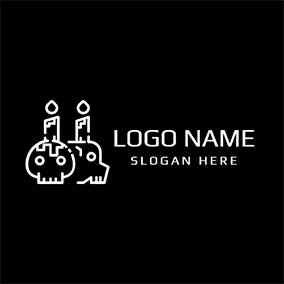 Sketch Logo White Abstract Skull Icon logo design