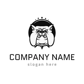 Uk Logo White and Black Bulldog Head Icon logo design