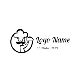 Restaurant Logo White and Black Cooking Chef logo design