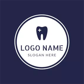 Medical & Pharmaceutical Logo White Cross and Dark Blue Teeth logo design