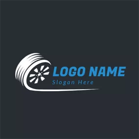 Car & Auto Logo White Line and Vehicle Wheel logo design