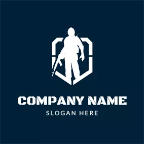 Military Logo White Soldier Holding Gun logo design